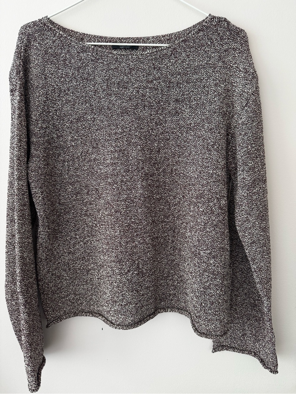 Massimo Dutti Marled Charcoal and White Scoop Neck Sweater